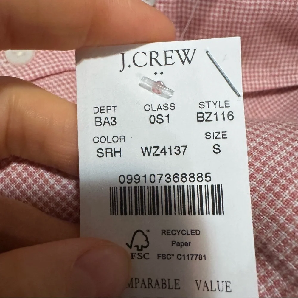 J crew Short-sleeve linen-blend shirt Seasoned Red Houndstooth
